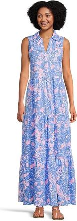Lilly Pulitzer Riegan Maxi Dress Womens Dress Conch Shell Pink Up Scale : XXS, Cotton