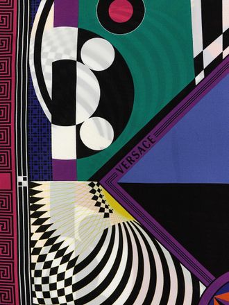 Versace Geometric Theatre Print Silk Scarf - Yellow