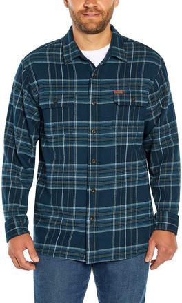 Orvis Mens Spread Collar Flannel Shirt, Blue, Medium