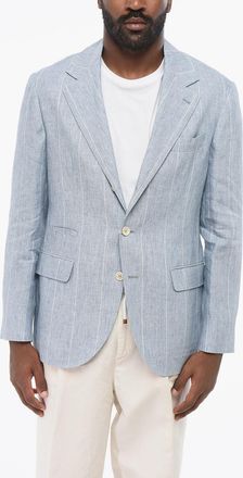 Brunello Cucinelli Blazer in Lino Gessato con Design Slim Fit Brunello Cucinelli