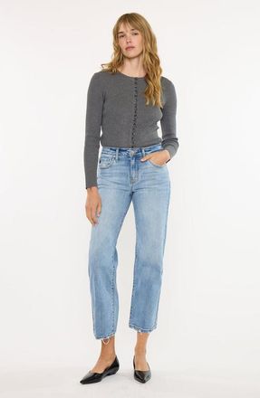 Kancan Melissa High Rise Slim Wide Leg Jeans in Light Wash at Nordstrom, Size 30