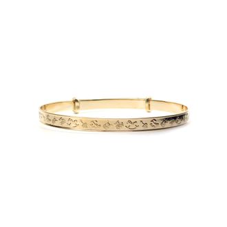 Jewelco London 9ct Gold Nursery Rhymes Toys 3mm Expanding Baby Bangle Bracelet