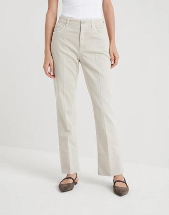 Brunello Cucinelli Ivory Straight-Leg Trousers, Brand Size 50 (US Size 16)