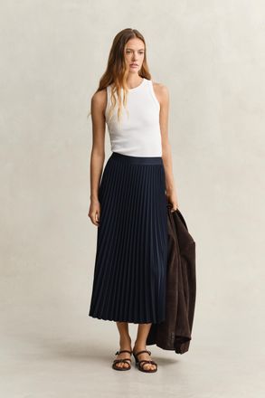 GANT Women Pleated Midi Skirt (46) EVENING BLUE