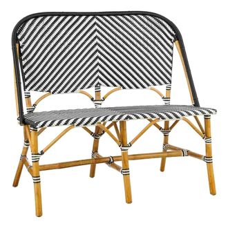 MiCa Decorations Banco para exterior de rat&aacute;n negro y blanco L98