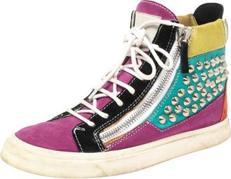 Giuseppe Zanotti Multicolor Suede Spike High-Top Sneakers