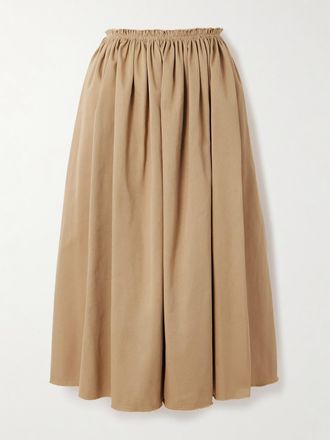 Gabriela Hearst Gonna Midi In Twill Di Cotone Chiara - Marrone