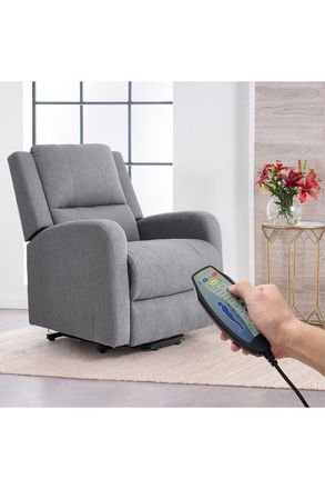 Living and Home Single Sofa Recliner Armchair Reclining Chair with Massage & Heat in Grey