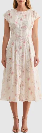 Mila Mae Embroidered Floral Cap Sleeve Shirtdress in Cream Mauve Floral at Nordstrom, Size X-Large