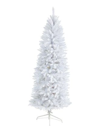 Nearly Natural 6Ft Slim White Artificial Christmas Tree With 743 Bendable Branches