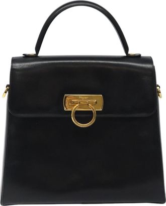 Ferragamo Gancini Black Leather Handbag (Pre-Owned)