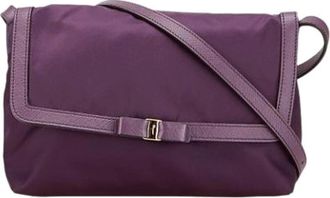 Ferragamo Pre-owned Cross Body Bags, female, Purple, Size: ONE SIZE Pre-owned Nylon Shoulder Bag