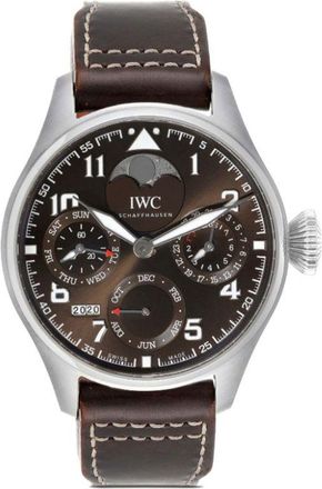 IWC pre-owned Big Pilot Perpetual Calendar 46mm - men - stainless steel/Leather - One Size - Brown