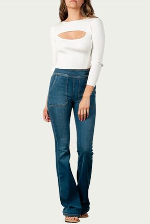 Lucca Couture Cutout Ribbed Stretch-Knit Top In White