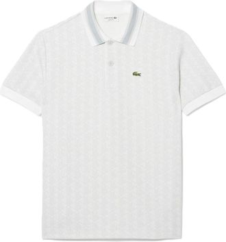Lacoste Short-Sleeved Geometric Contrast-Collar Polo Shirt