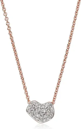 Monica Vinader Rose Gold Nura Mini Heart Necklace 45cm/17.5 Diamond