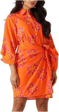 Notre-V Kleedjes, Dames, Oranje, XS, NV-Fleurette Mini Jurk