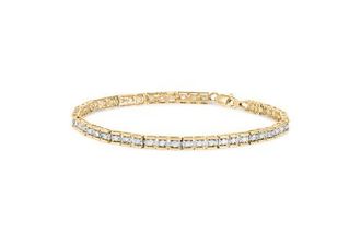 House of Brilliance 10K Yellow Gold 1.0 Cttw Round Diamond Pave Link Bracelet at Nordstrom