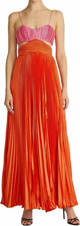 AMUR Elodie Gown In Calla Lily / Poppy Field