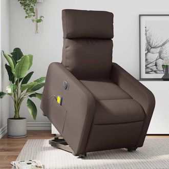 vidaXL Vidaxl - Sill&oacute;n De Masaje Elevable El&eacute;ctrico Cuero Sint&eacute;tico Marr&oacute;n