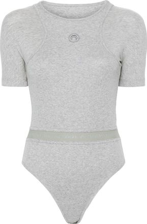 Marine Serre fine-ribbed body - women - Organic Cotton/Spandex/Elastane - M - Grey