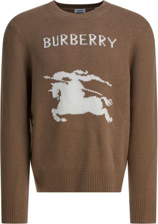 Burberry Wool And Cashmere Crewneck Sweater Knitwear Beige-Uomo