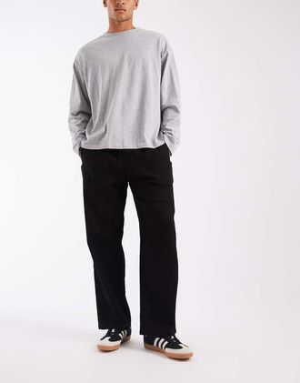 Jack & Jones Pantaloni ampi neri stropicciati-Nero