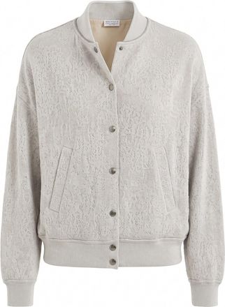 Brunello Cucinelli Lace Flowers Jersey Cardigan