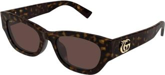 Gucci Vierkante cat-eye zonnebril - Dames - Zonnebrillen - Bruin - 53 MM - Nylon - Accessoires