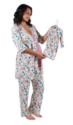 Everly Grey Analise During & After 5-Piece Maternity/Nursing Sleep Set for Mom & Baby in Magnolia at Nordstrom, Size X-Small