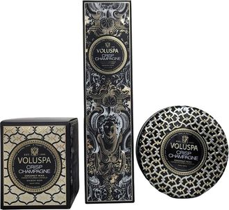 Voluspa Crisp Champagne 3-Wick Tin Candle Set
