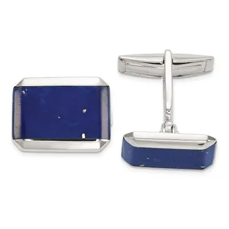 Diamond2Deal Sterling Silver Rectangle Lapis Cuff Links