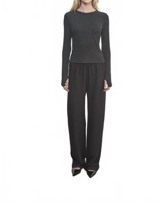 Enza Costa Cashmere New Classic Long Sleeve Crew Top In Charcoal