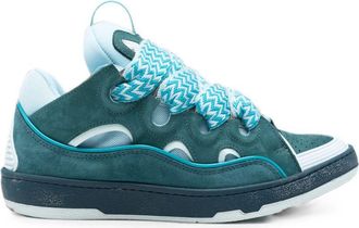 Lanvin Petrol Blue Low-Top Sneakers With Panelled Design