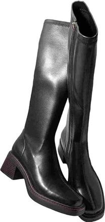Generic Womens Vintage Thick Heel Knee High Boots Side Zippers Shoes Winter Concise Long Boots