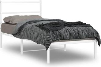 vidaXL Metal Bed Frame without Mattress with Headboard White 90x190cm vidaXL