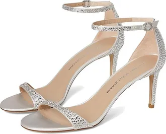 Stuart Weitzman Nudist Shine 75 Womens Sandals Clear/Cream : 8.5 M, Leather