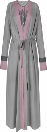 Velvette Womens Peruvian Pima Cotton Robe In Grey/mauve