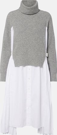 sacai Layered turtleneck midi dress