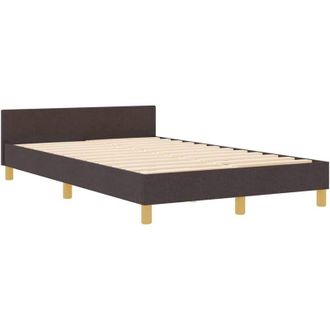 vidaXL Bed Frame with Headboard Dark brown 120 x 200 cm Fabric Vidaxl