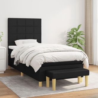 vidaXL Cama Box Spring Con Colch&oacute;n Tela Negro 80x200 Cm Vidaxl