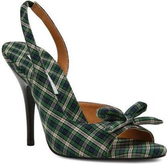Steve Madden Flounce Slingback Sandal in Green Plaid at Nordstrom, Size 6