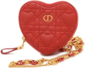 Dior Pre-owned Cross Body Bags, female, Red, Size: ONE SIZE Pre-owned Heart Shaped Chain Bag