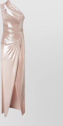Pinko draped one-shoulder metallic floor-length dress