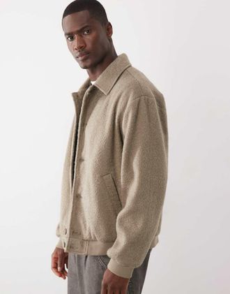 Asos bomber effetto lana in taupe-Neutro