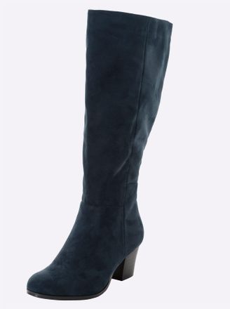 Sheego Weitschaftstiefel SHEEGO, Damen, Gr. 40, XXL-Schaft, blau (jeansblau), Lederimitat, Polyester, Schuhe Weitschaftstiefel