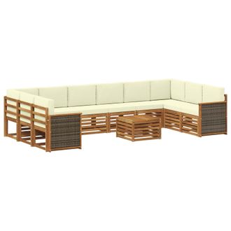 vidaXL Conjunto De Sof&aacute;s De Exterior Con Coj&iacute;n 8 Pcs Natural Y Crema Vidaxl
