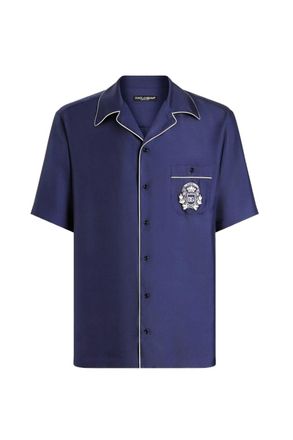 Dolce & Gabbana CREST SILK SHIRT Size: 40, colour: BLUE