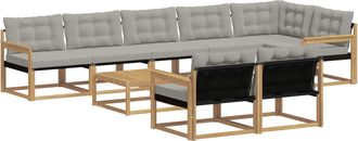 vidaXL Conjunto De Sof&aacute;s De Exterior 9 Uds. Blanco Y Gris Claro Vidaxl
