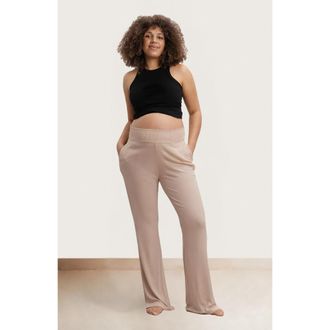 Nom Maternity Super Soft Rib Maternity Pants in Light Taupe at Nordstrom, Size X-Large
